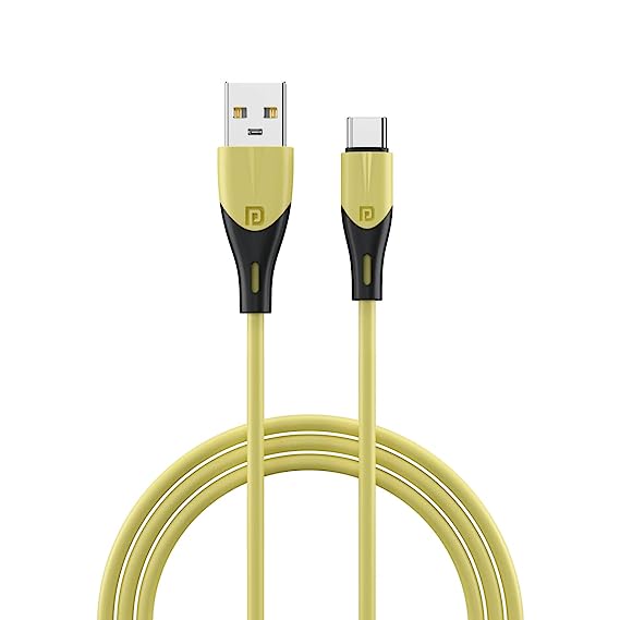 Portronics Konnect Way Type C Charge & Sync Cable with 3.0A Total Output, Tangle Resistant, TPE Material(Yellow)