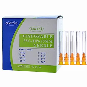Disposable sterile Needles 100Pack (25G-1IN)