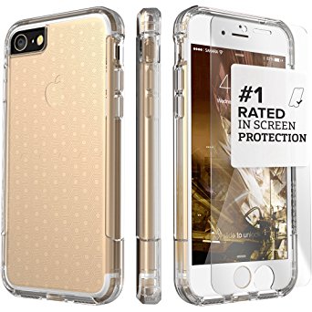 iPhone 7 Case, (Crystal Clear) Dual-Layer Inspire SaharaCase Protective Kit Bundle with [ZeroDamage Tempered Glass Screen Protector] Slim Fit [ Shockproof Bumper] Rugged Protection