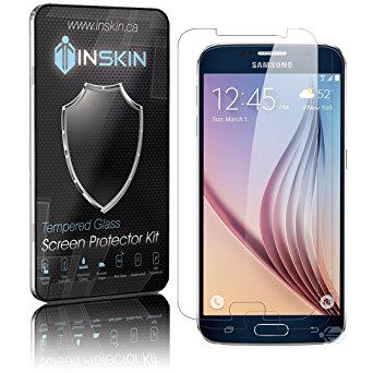 Inskin Ultra Slim 0.3mm HD Tempered Glass Screen Protector kit for Samsung® Galaxy S6 (NOT compatible with Samsung Galaxy S6 Edge). Oleophobic coating. 9H Hardness. Inskin Retail Packaging.