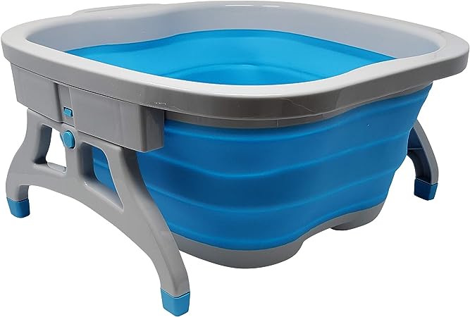 LeeBeauty Professional Large Foot Soaking Tub, Plastic and Rubber Bucket for Home Spa, Blue