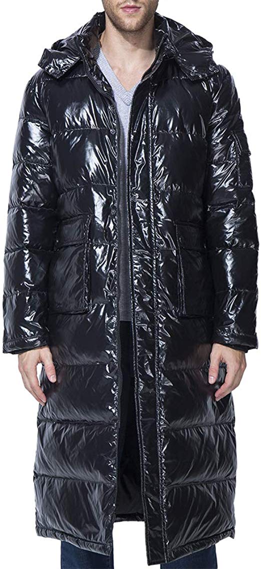 Tapasimme Men's Winter Warm Down Coat Men Packaged Down Puffer Jacket Long Coat with Hooded Compressible