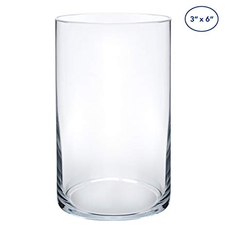 Royal Imports Flower Glass Vase Decorative Centerpiece For Home or Wedding by Cylinder Shape, 6" Tall, 3.5" Opening, Clear