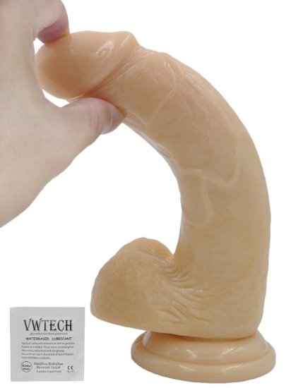 XIKEZAN 8" Lifelike Huge Dildo Realistic Penis Sex Toys with Suction Cup Base & Balls +Free Sexual Lube 100% Satisfaction Guaranteed (Brown)