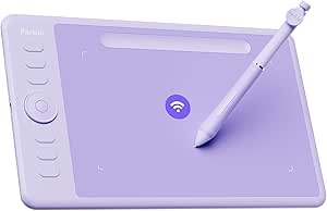 Parblo Intangbo SW Wireless Drawing Tablet,7x4 inch,6 Customized Keys, Digital Graphics Tablets with 16384 Pressure Levels, S01 Battery-Free Stylus Compatible with Windows/Mac/Android-Purple