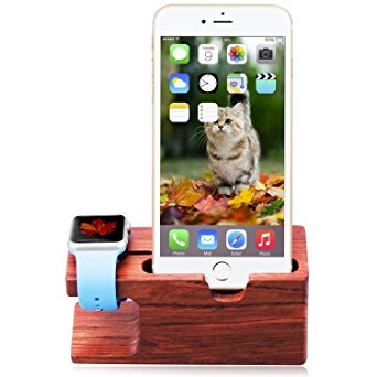 Apple Watch Stand, Rosewood New Edition Waterproof Night Accessories Charging Station Stand Cradle Holder for Iphone and Iwatch 38 Mm and 42 Mm By Tophot 2 in 1 Table Organizer