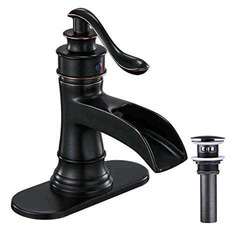 Era Waterfall Vanity Bathroom Sink Faucet Oil Rubbed Bronze Single Handle Lavatory Faucets One Hole Mixer Tap Deck Mount Commercial Lead-Free