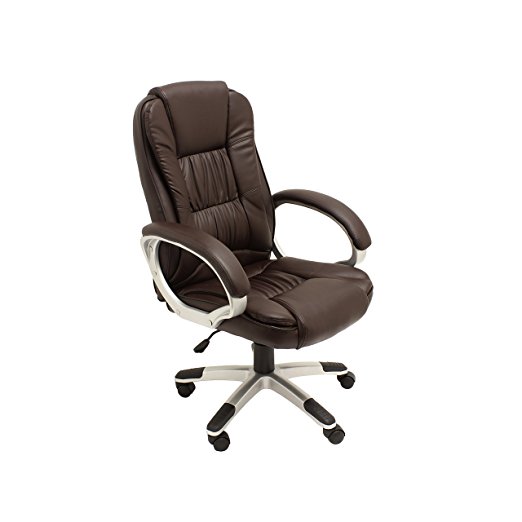 ALEKO® ALC2216CF High Back Office Chair Ergonomic Computer Desk Chair Brown PU Leather