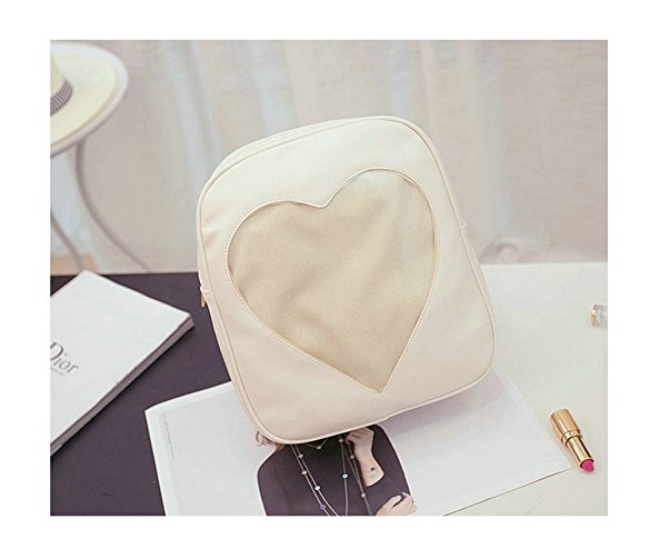 Naray Candy Pu Leather Backpack Plastic Transparent Heart Beach Grils School Bag