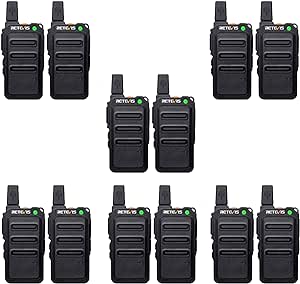 Case of 12,Retevis RT19 Walkie Talkies for Adults,1300 mAh,Hands Free Two Way Radios Long Range Rechargeable,Metal Clip,Portable 2 Way Radios for School Healthcare Retail Business Black