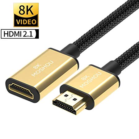 SIKAI HDMI Extension Cable 8K HDMI 2.1 Male to Female HDMI Cable Ultra High Speed 8K 60Hz, 4K 120Hz, 3D Ultra HDR 48Gbps HiFi eARC Dolby Atmos HDCP2.2 HDMI Extension Cable (0.75 Feet)