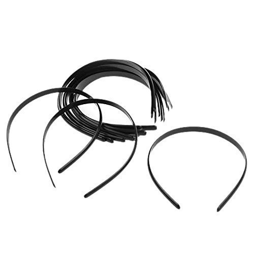 WINOMO 12pcs Womens Girls Plain No Teeth Plastic DIY Hair Bands Headbands Headwears (Black)