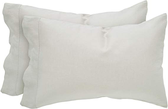 Stone & Beam Belgian Flax Linen Pillowcase Set, Breathable and Durable, King, Stone