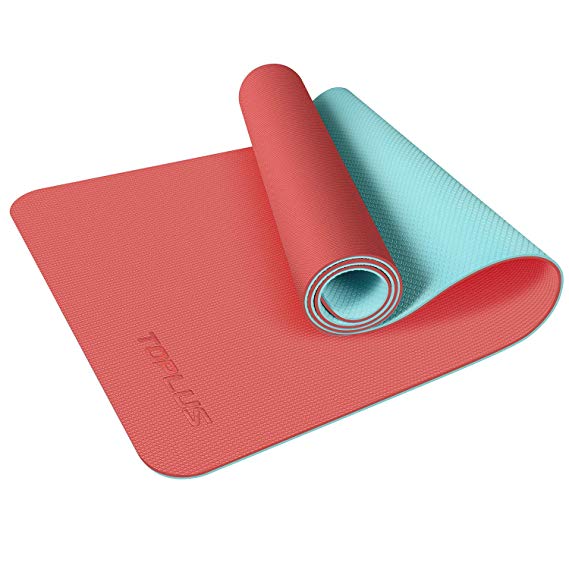 TOPLUS Yoga Mat - Upgraded Yoga Mat Eco Friendly Non-Slip Exercise & Fitness Mat with Carrying Strap, Workout Mat for All Type of Yoga, Pilates and Floor Exercises(1/4 inch-1/8 inch)