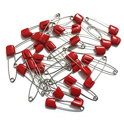 GTONEE 30pcs safety pins, cute brooch pin colorful, Stainless steel, Size L, 2.1 inch Red