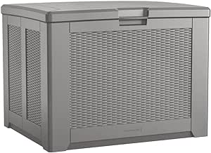 Rubbermaid Medium Resin Outdoor Storage Deck Box (74 Gal), Weather Resistant, Gray, Deck Organization for Home/Backyard/Pool Chemicals/Toys/Garden Tools/Porch/Patio Cushions