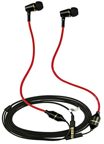 KINDEN Alumium Metal Housing Stereo Deluxe Radiation Free Headphone AIR Tube Patent Earbuds With Microphone(Black/Red)