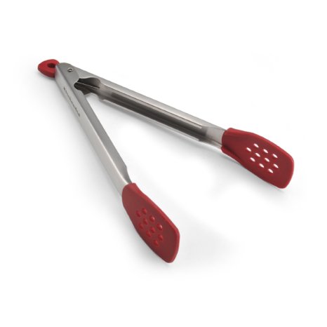 KitchenAid Silicone Tipped Stainless Steel Tongs, Red