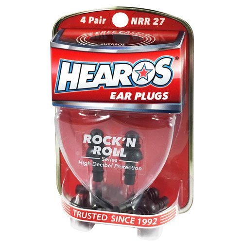 HEAROS Ear Plugs For Musicians - Rock 'N Roll Series, 4 Pair with Free Case