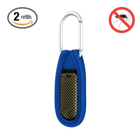 Hoont™ Natural Mosquito Repellent Clip   2 Refills / Powerful & Robust Mosquito Bite Prevention Formula - 30 Days Protection! (Blue)