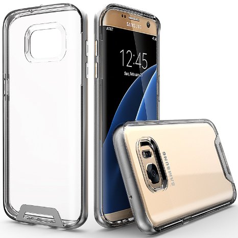 Artech 21 [Hybrid Jelly Dallas Series] Slim Dual Layers [Shockproof] [Drop Proof ] Premium Clear Transparent Case For Samsung Galaxy S7 Edge --[Dark Steel]