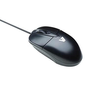 V7 Standard Full size 3 Button USB Optical Mouse with Scroll Wheel for Desktop and Notebooks (M30P10-7N) - Black