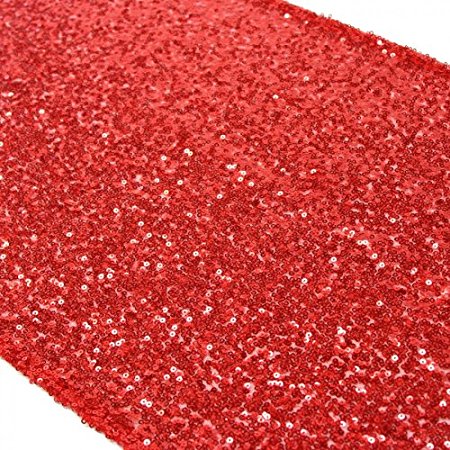 Koyal Wholesale Sequin Table Runner, 13 by 108-Inch, Red