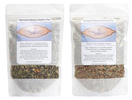Newport Skinny Tea 21 Day Detox Plan Tea Drink 1000s Women Use Daily to Get Lean, Lose Weight, Green Tea, Garcinia Cambogia, Yerba Mate, Oolong, it helps rid body of cellulite, bloat, gives energy