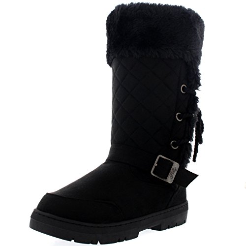 Womens Roap Lace Back Tall Buckle Winter Snow Rain Boots