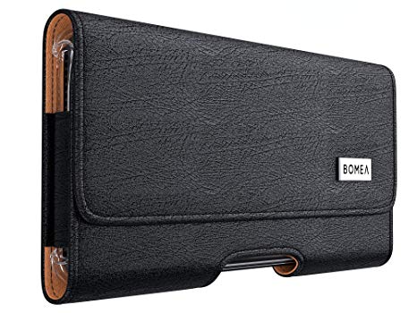 Galaxy S8 S9 Belt Case - Bomea PU Leather Belt Clip Case Holster Pouch Cover with Clip and Loops for Samsung Galaxy S8 S9 phone (Holder Fits Phone w/Otterbox Commuter Case on) Black