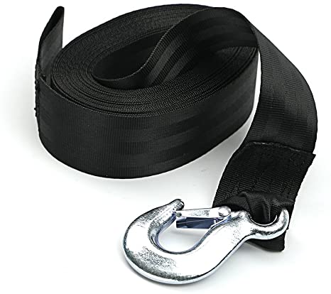 Seamander Boat Winch Strap with Hook and Safety Latch - Loop End - 2" x 20' -5,000lbs