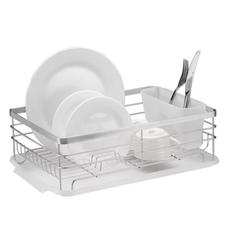 Stylish Sturdy Stainless Steel Metal Wire Medium Dish Drainer Drying Rack (Stainless Steel, Chrome)