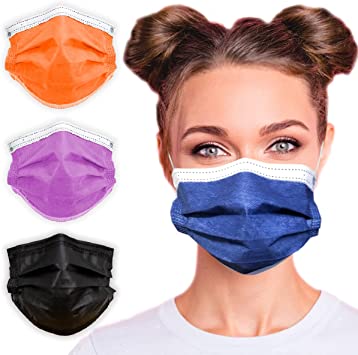 3-Ply Breathable Disposable Face Mask (Denim Blue) - Made in USA - Comfortable Elastic Ear Loop | Non-Woven Polypropylene | Block Dust & Air Pollution | For Business and Personal Care (10pcs)