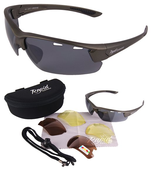 Groove Silver Gray UV400 POLARIZED SUNGLASSES FOR FISHING & SPORT Interchangeable
