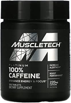 Muscletech Platinum 100% Caffeine Pill, Unflavored, 125 Count