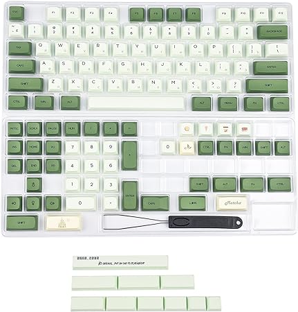 YMDK Matcha 3.0 Dye Sub ZDA PBT Keycap Similar to XDA Japanese Korean Russian for MX Split Keyboard 104 87 61 Melody 96 KBD75 ID80 GK64 68（Only Keycap） (Matcha Russian Kit 3.0)