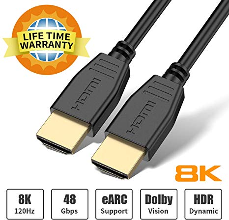 8K HDMI Cable 1M, UGOMI in-Wall Rated 2.1 HDMI Cable Support 8K@120Hz,4K@120Hz,48Gbps, Dynamic HDR, Dolby Vision, eARC Compatible with Apple TV, Nintendo Switch, Roku, Xbox, PS4, Projector