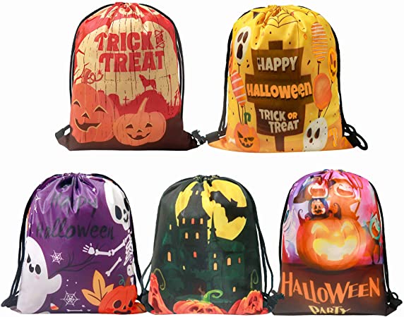 Varmax Halloween Bags for Trick or Treat and Storage of Candy or Party Favors 41x32cm 5 Pack