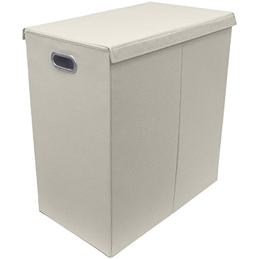 Sorbus Laundry Hamper Sorter with Lid Closure - Double (Beige)