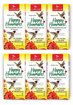EZNectar - The Only Ready-to-Use Hummingbird Nectar "Exactly Like Flower Nectar." Patented, Preservative & Dye Free, Hummingbird Food - Nectar (6 Piece) 202.8 FL OZ TOTAL
