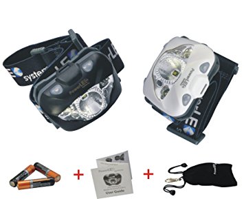 [50% SALE OFF] Top rated Bright PowerLED headlamp - Light weight, Easy Control (Button/IR SENSOR) - Adjustable White, Red, Strobe, SOS Light - Hands free, Waterproof for Outdoor/Home (White)