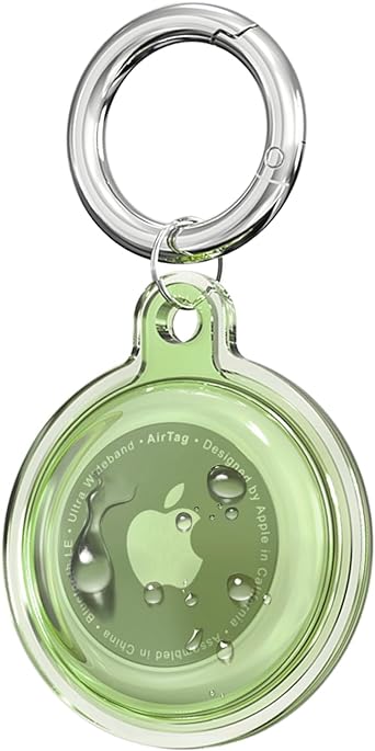 IPX8 Waterproof Airtag Holder, Apple Airtags with Keychain, Air Tag Case for Luggage, Dog Collar, Keys, Anti-Scratch Full Body Protective Airtag Holder - Green