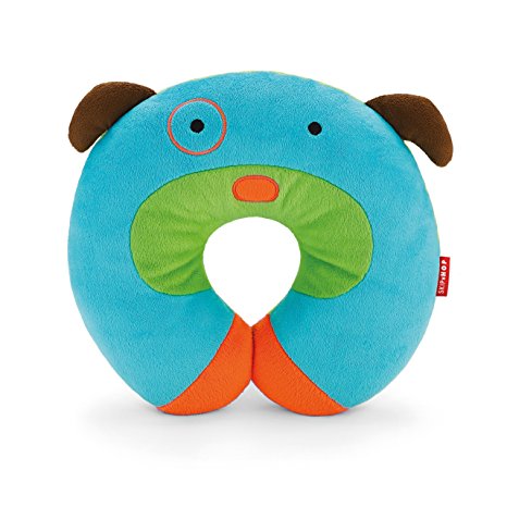 Skip Hop Zoo Little Kid & Toddler Travel Neck Rest, Soft Plush Velour, Multi, Darby Dog