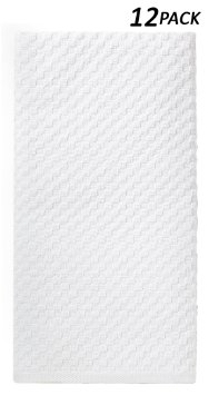 Cotton Craft - 12 Pack White EuroCafe Waffle Weave Terry Kitchen Towels 16x28, 100% Ringspun 2 Ply Cotton Highly Absorbent Low Lint, Professional Grade 400 Grams, Multi Purpose Bar Mops Hand Towel