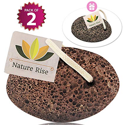 Lava Pumice Stone for Feet | Premium Foot Scrubber & Callus Remover | 2 Pack w/Travel Bag Perfect for Home Work Holiday | Natural Foot File Exfoliation for Men & Women | Includes Free Ebook