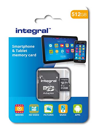 Integral 512GB microSDXC CL10 UHS-I U1 Smartphone and Tablet Memory Card