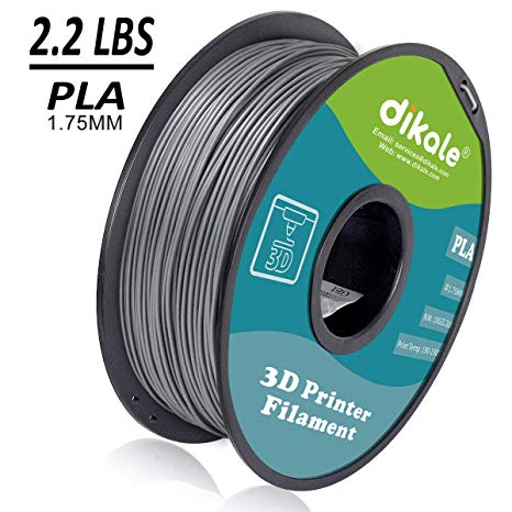 Dikale PLA 3D Printer Filament - 1KG(335m/1099ft) 1.75mm, Dimensional Accuracy  /- 0.02 mm, 1KG Spool 1.75 mm, Silver(Suitable for Ender 3 3D Printer etc)