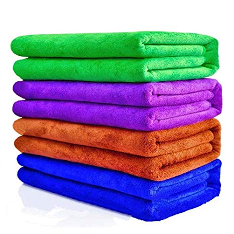 Mocent Microfiber cleaning cloth drying towel,car cleaning cloths valet polish,microfiber towels for Car Detailing, Valeting, Drying and Cleaning.(30 * 70cm,4PACK/blue,purple,brown,green)