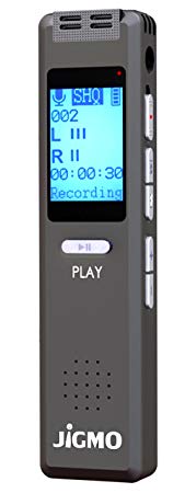 Best Voice Activated Recorder Device for Clear Audio Recording in Meetings & Lectures, mp3 Files, Digital Pocket Dictaphone Mini Player, High Quality Sound Microphones, Headphones, USB Cable, JiGMO