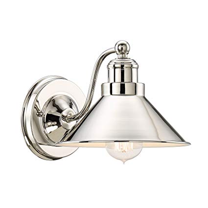 Kira Home Welton 8.5" Modern Industrial Wall Sconce, Polished Nickel Finish